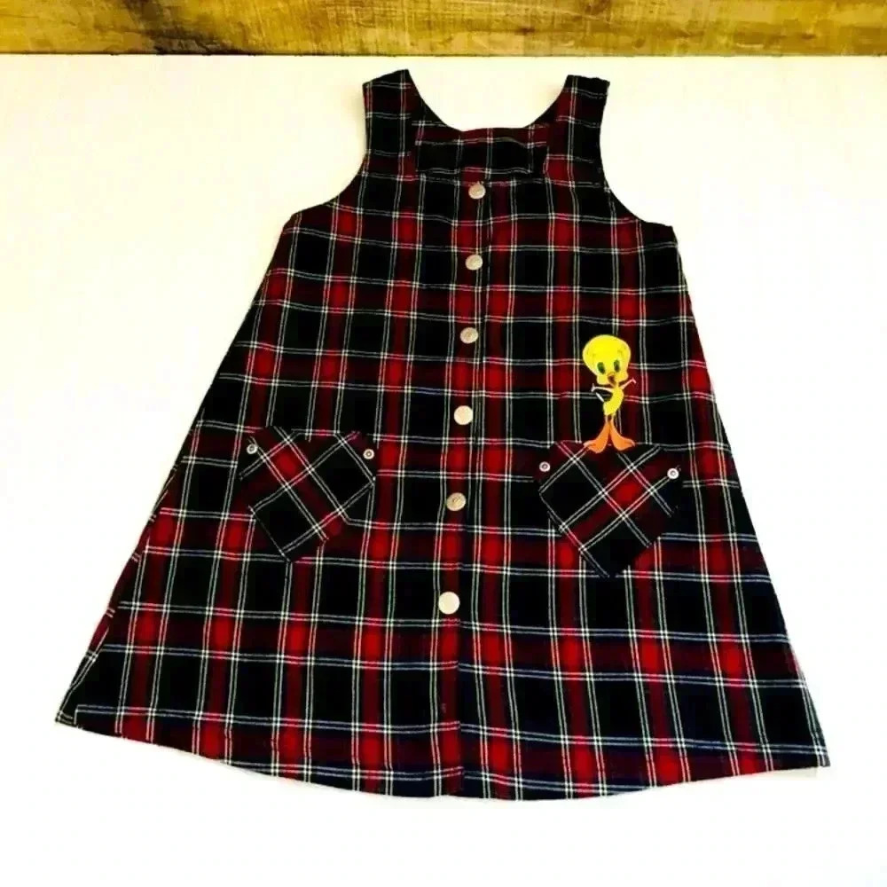 Vintage Y2K Looney Tunes Tweety Plaid Dress